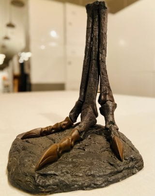A cast of a fossilized leg.