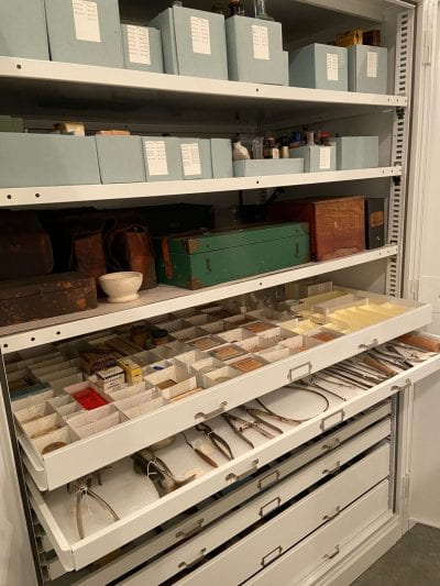 Photo of medical collection cabinet within the museum