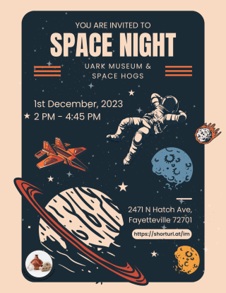 Promotional graphic with information for Space Night.